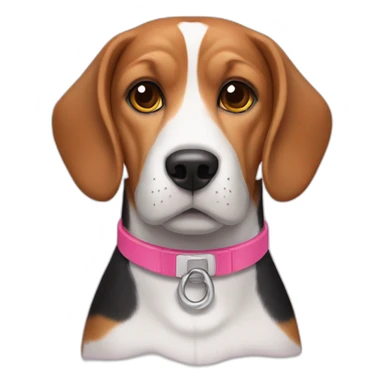 Beagle with pink collar sticker