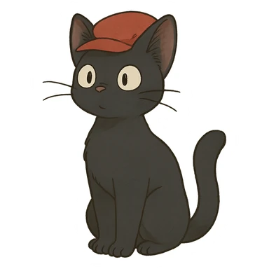 ghibli style cat with a red hat sticker