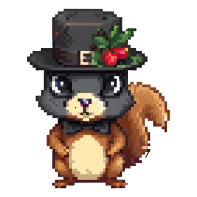 A squirrel wearing a black mask and black hat like Zorro sticker