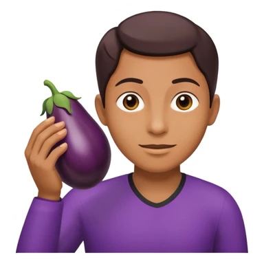 holding brinjal sticker
