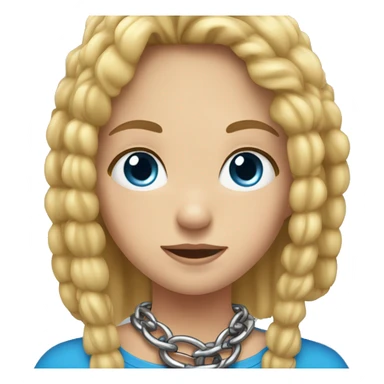 A girl with chains around her neck, blond hair and blue eyes sticker