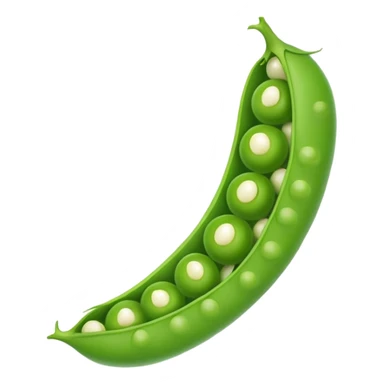 A green pea pod with several round peas visible inside, slightly open to reveal the peas sticker