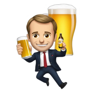 Emmanuel Macron qui boit une bière sticker