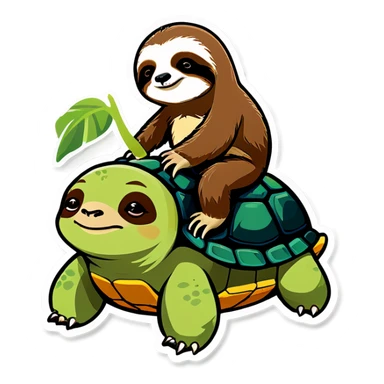 Sloth riding a turtle  sticker