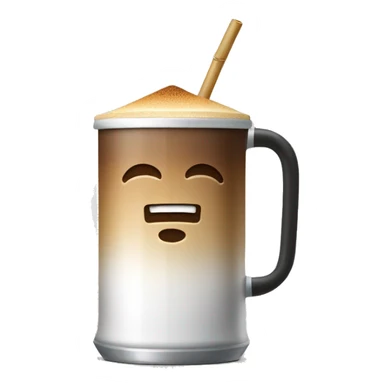 Coffee in a beer glass can with a bamboo cap on top and straw through sticker