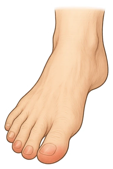 Piede con rossore sotto la pianta sulle punte dei piedi sticker