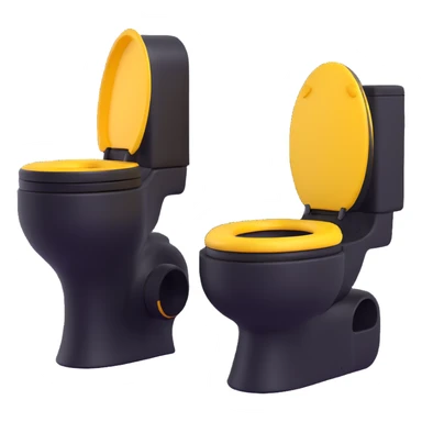 futuristic toilets in a high-tech restroom, 3D emoji style sticker
