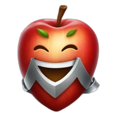 smiling red apple dressed as a knight sticker