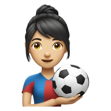 A Asian Girl holding a Soccer Ball sticker