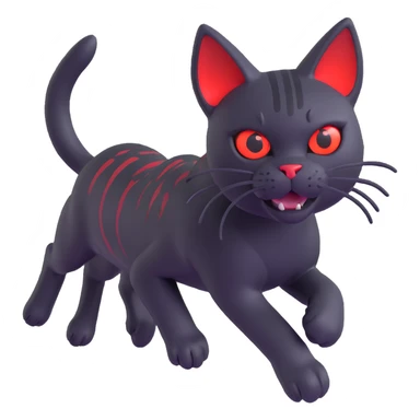 glowing red scary cat with red eyes running sticker