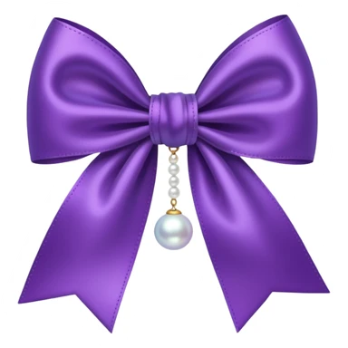 Purple bow with  hanging pearl sticker