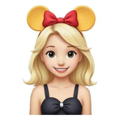 Blonde girl wearing Mickey ears standing near ocean  sticker