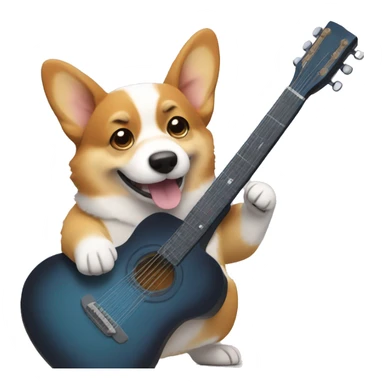 Corgi playing the guitar intensely  sticker