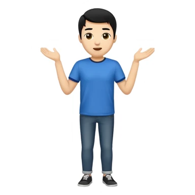 light skin black hair man surprised and happy full body sticker