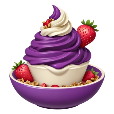 acai soft serve in a bowl either strawberries and granola sticker