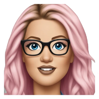 Photo Realistic khloe kardashian stylish pink hair BLUE eyes and glasses rock chick sticker