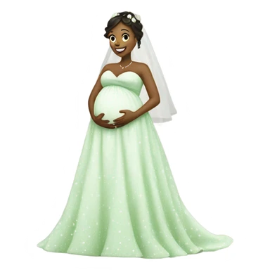 Pregnant Bride in green polkadot wedding dress sticker