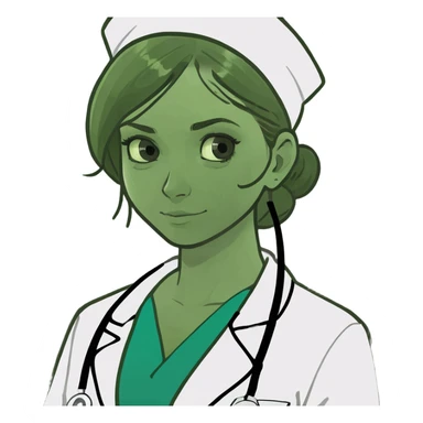 A beautiful, thin girl in a medical gown sticker