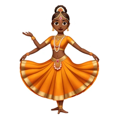 cinematic-realistic-bharatanatyam-dance-emoji,-depicted-as-an-elegant-classical-indian-dance-performance-with-graceful-poses,-intricate-costumes,-and-expressive-hand-gestures,-rendered-with-rich-textures-and-warm-dramatic-lighting, single dancer full body  sticker