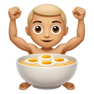 Breakfast bowl with a face on the bowl and arms and legs ready for gym sticker
