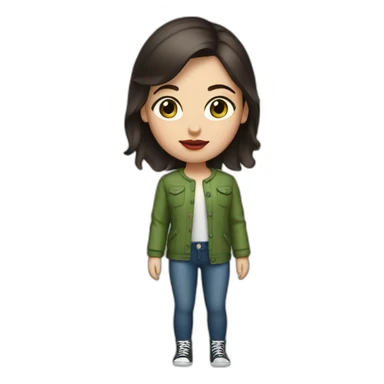 reality girl with dark brown hair, oval face, red lips, green-blue eyes sticker