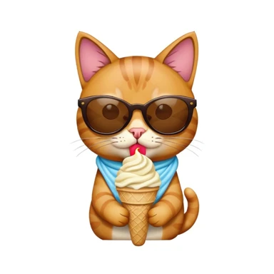 Cat wearing sunglasses with ice-cream  sticker