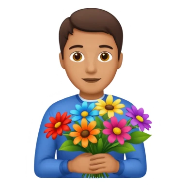 Man with holding flowers sticker