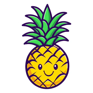 cute pineapple with smiling face sticker