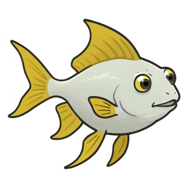 white and slightly gold sea fish with yell tipped fins sticker