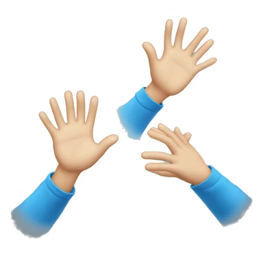 person looking up with their hands in the air with blue eyes sticker