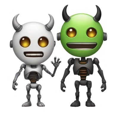 Half demon and half robot is happy sticker