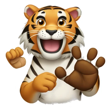 Tiger holding up paw sticker
