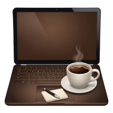 laptop and coffee are on the table. coffee is not on the laptop. sticker