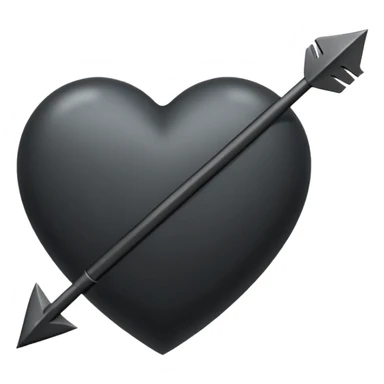 Black heart with cross arrow. Don't use red colour . Use normal Arrow which goes from one side and come out of other . Don't use fancy arrow. Make it that it goes from bottom right to come on top left. Don't use red colour. Use only one arrow 💘 sticker