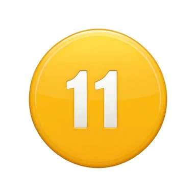 emoji style number 11, simple and bold, yellow circle with white number 11 in the center sticker