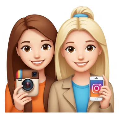 Best friends forever with Instagram logo, hashtag BFF, social media icons sticker