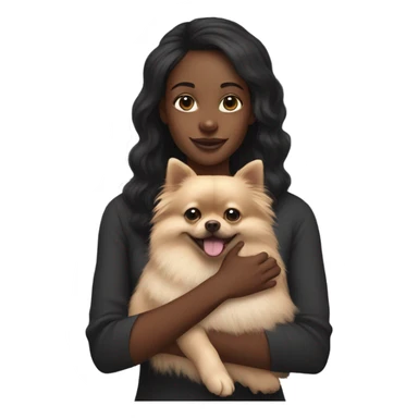 Black girl holding a black Pomeranian  sticker