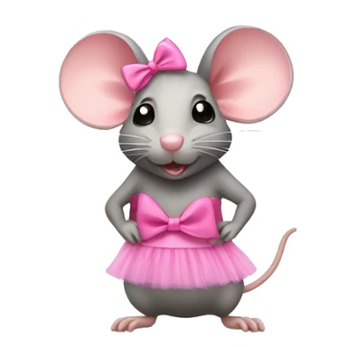 Rat wearing tutu with a pink bow on his head sticker