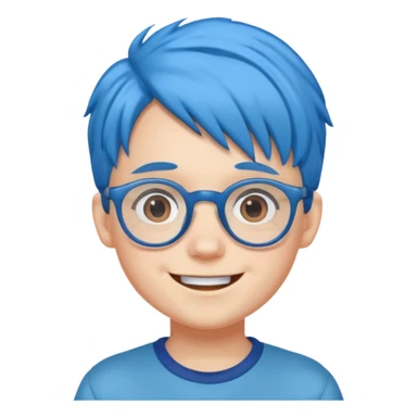 blue haired kid with glasses sticker