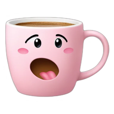 Hot coffee in a light pink matte mug sticker