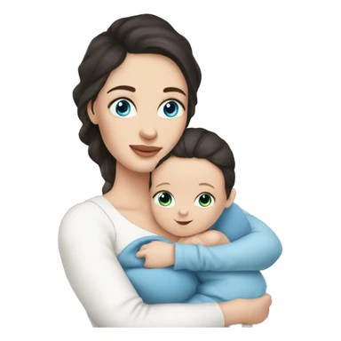 mom holding newborn baby girl with blue eyes and white skin baby dark hair white skin newborn girl sticker