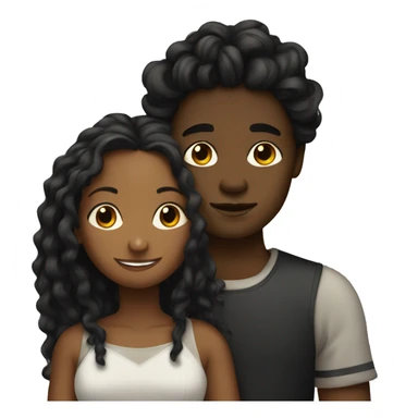 Brown girl with wavy hair hugging black boy who has dreads  sticker