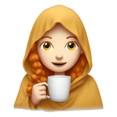 A ginger girl wearing an oodie drinking tea sticker