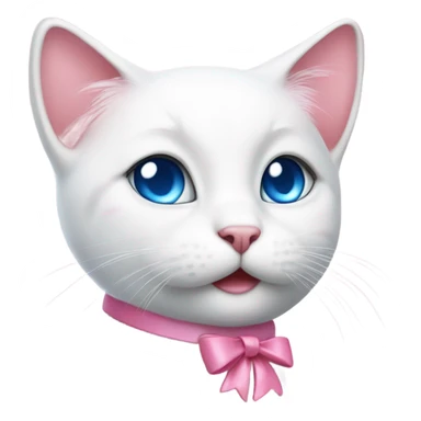 cute white cat with blue eyes and pink nose with pink bows sticker