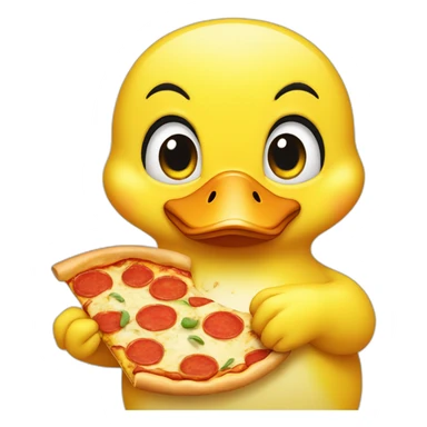 yellow duck frontal face eating pizza sticker