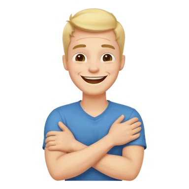 arms crossed holding neck laughing guy sticker