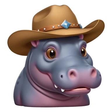 Hippo wearing cowboy hat sticker