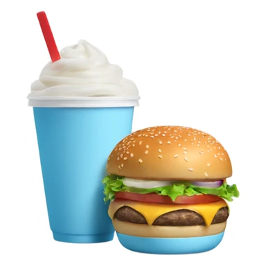 Burger and a shake in a light blue cup sticker