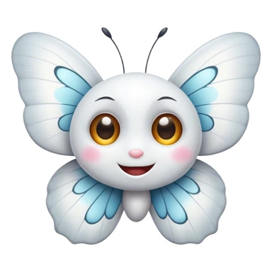 white butterfly with cute happy eyes sticker
