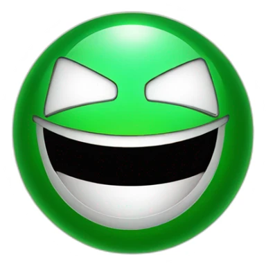 green shiny orb with happy face sticker